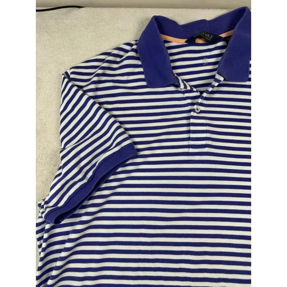 Polo Golf Ralph Lauren Men’s XXL Pro Fit Blue White Stripe Golf Polo Shirt